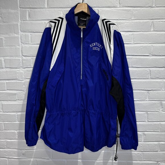 Vintage 90s Adidas Kentucky Wildcats Soccer Windbreaker Warm Up Jacket Men's XL - Picture 1 of 8